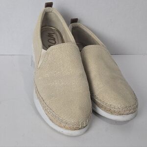 Gold Tan Canvas Slip On Shoes